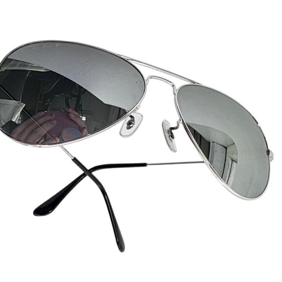 Ray-Ban Polarized Large Aviation Gunmetal/Crystal Green Lens Sunglasses Women’s - Picture 2 of 9